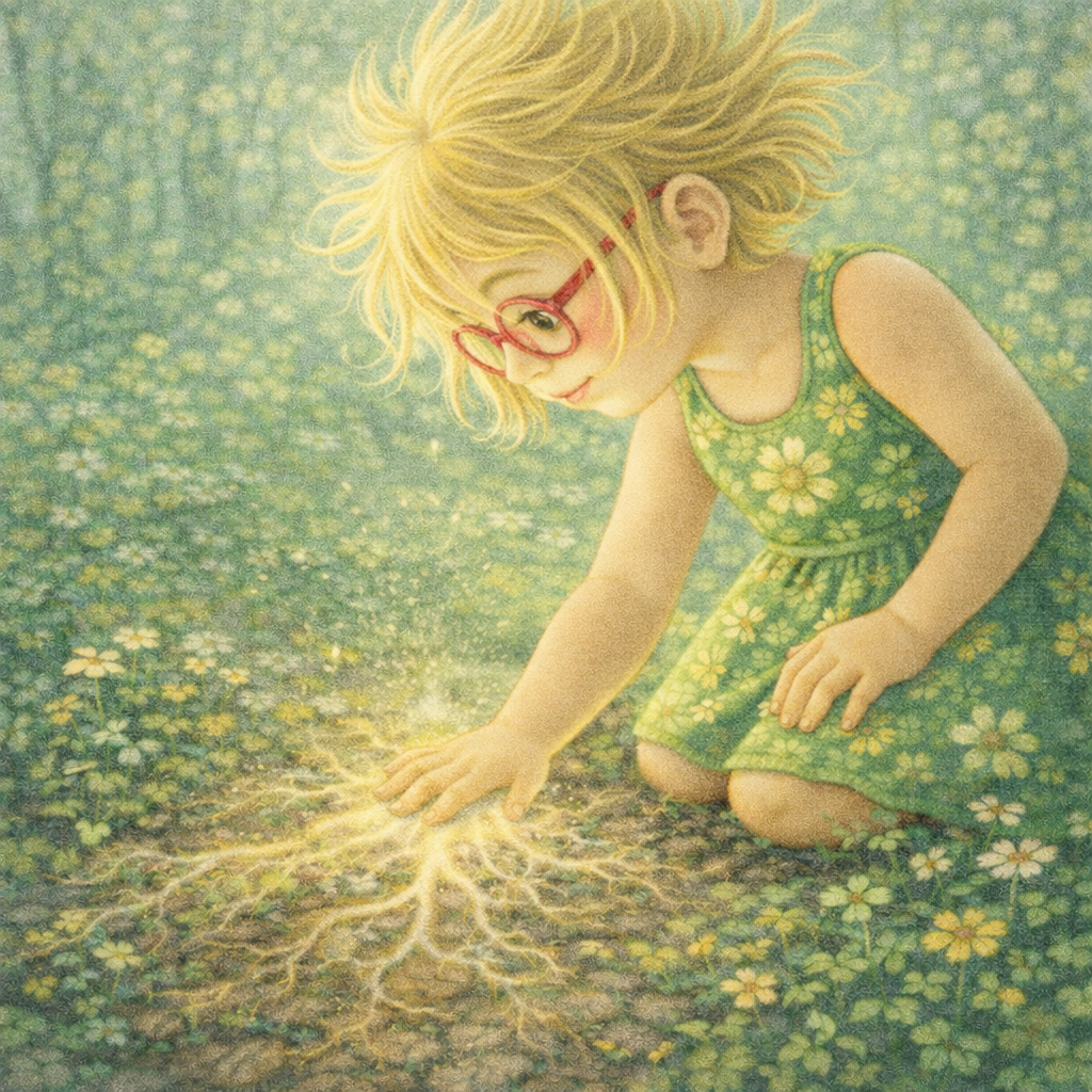 Illustration du livre Oxalys, la fille de la Terre – Le secret de la forêt enchantée – Les Gardiens des Éléments